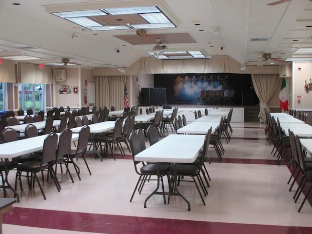 dining area featuring ceiling fan