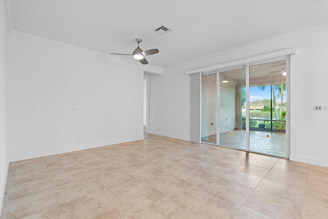 9716 SW Chestwood Ave, Port Saint Lucie, FL 34987 - unfurnished room featuring visible vents, baseboards, a ceiling fan, and ornamental molding