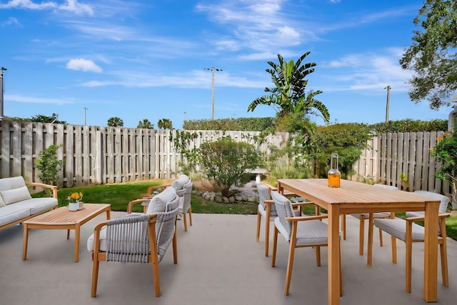 view of patio featuring an outdoor living space