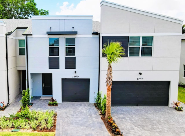 contemporary home featuring a garage