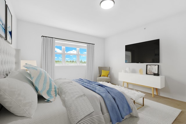 bedroom with light wood-type flooring