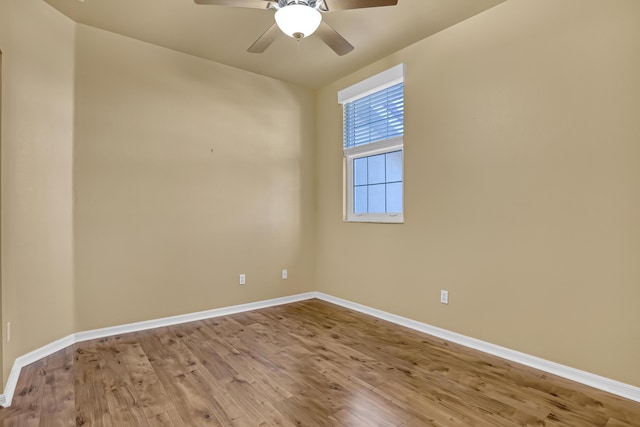 unfurnished room with ceiling fan and light hardwood / wood-style floors