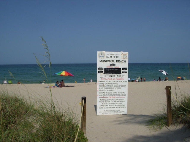 property view of water with a beach view