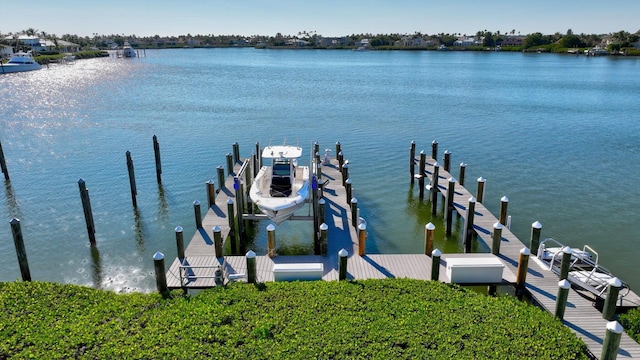 view of dock featuring a water view