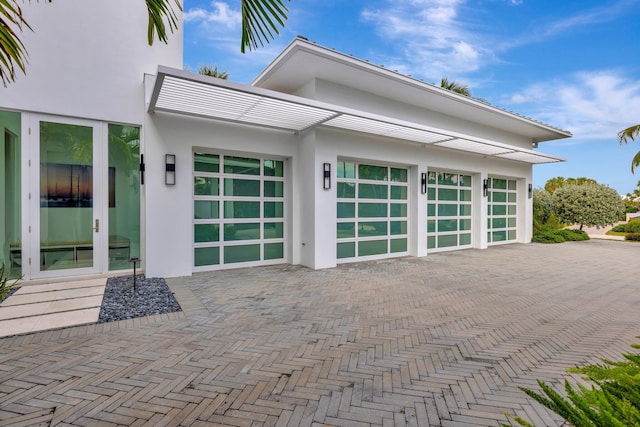 exterior space featuring a garage