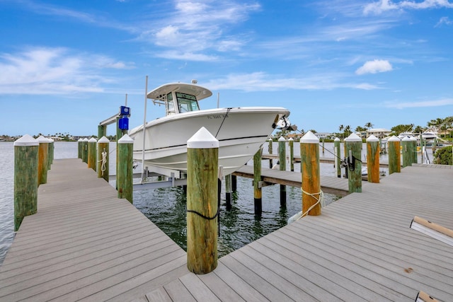 view of dock featuring a water view