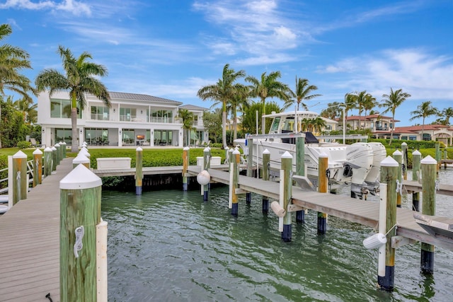 view of dock featuring a water view