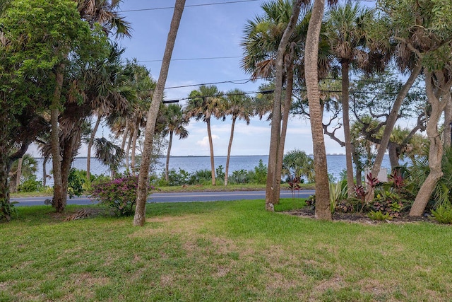 view of yard featuring a water view