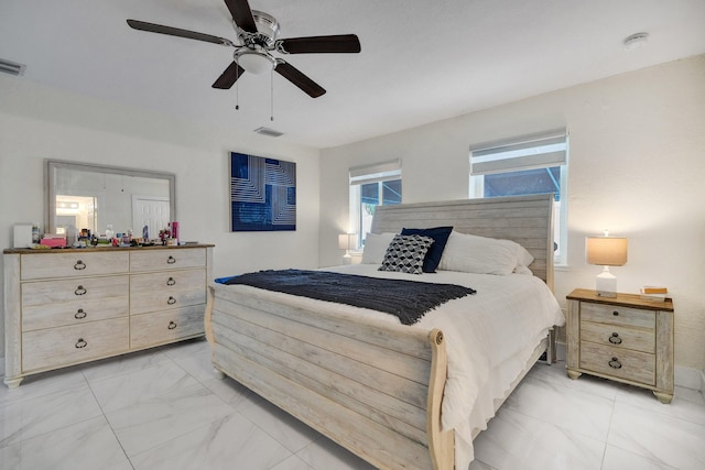 bedroom featuring ceiling fan