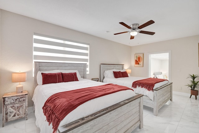 bedroom featuring ceiling fan