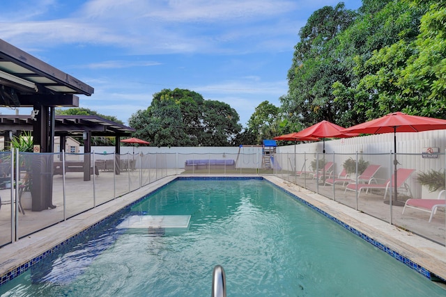 view of pool featuring a patio