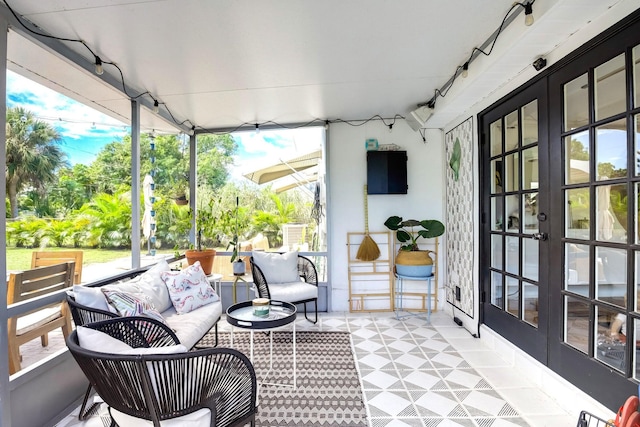 sunroom / solarium with french doors