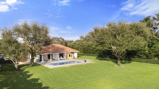 exterior space featuring a yard and a patio