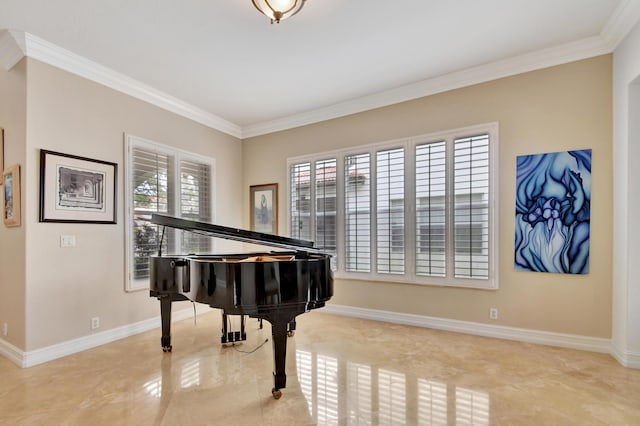 misc room with ornamental molding