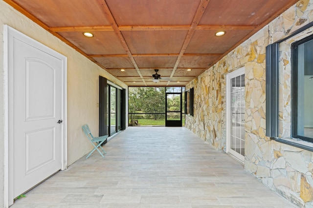 view of patio / terrace featuring ceiling fan