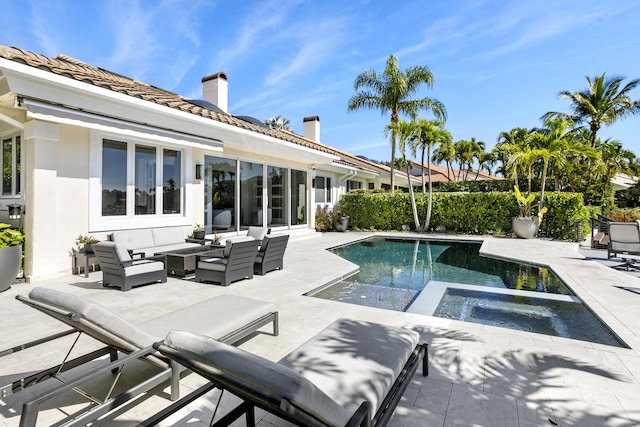 view of pool featuring an outdoor hangout area and a patio area