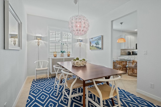 view of tiled dining room