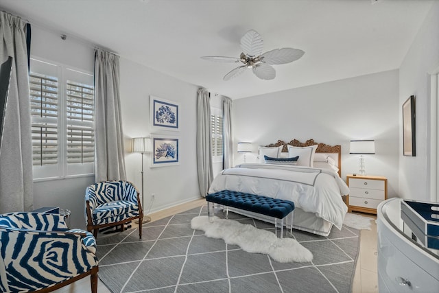 bedroom featuring ceiling fan