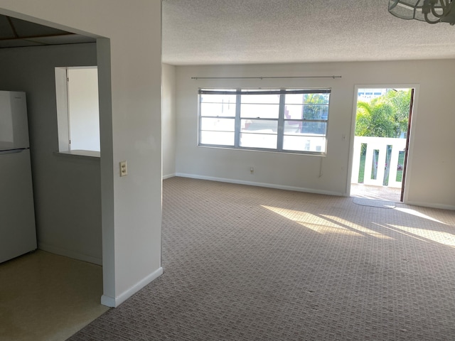 empty room featuring light colored carpet and a textured ceiling