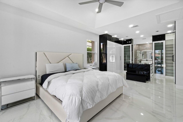 bedroom featuring ceiling fan