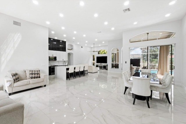 dining room featuring sink