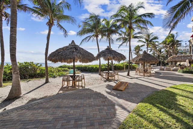 surrounding community with a gazebo and a patio