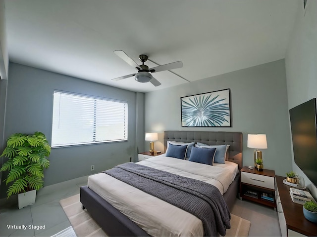 bedroom featuring ceiling fan