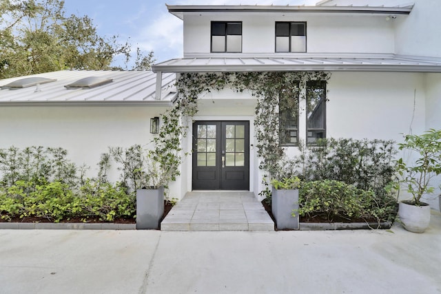 property entrance with french doors