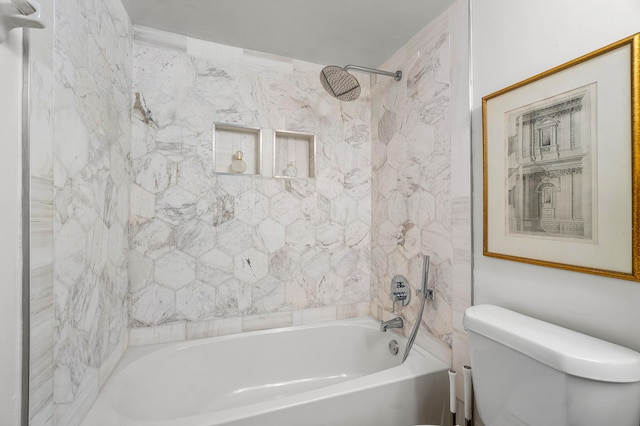 bathroom featuring toilet and shower / tub combination