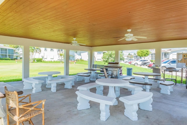 view of patio / terrace featuring ceiling fan