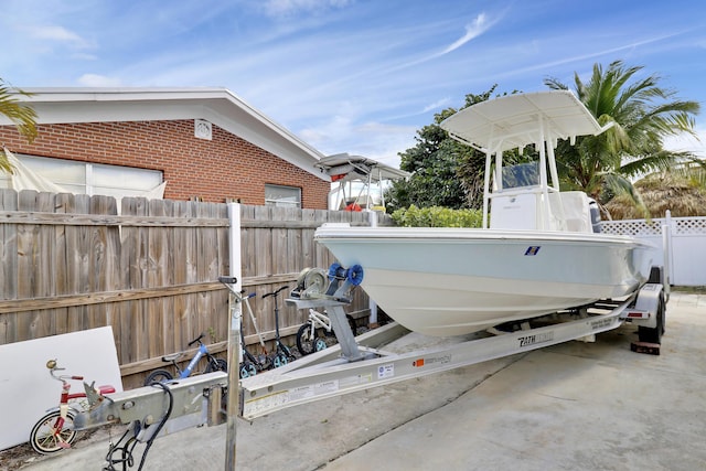 view of patio / terrace with a boat dock