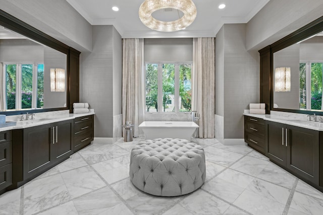 bathroom featuring vanity and a bathtub