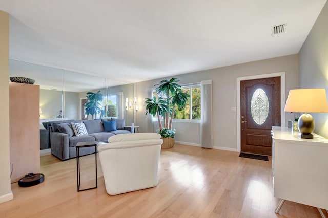 living room featuring light hardwood / wood-style flooring