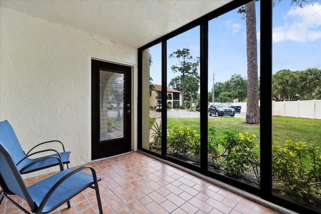 view of unfurnished sunroom