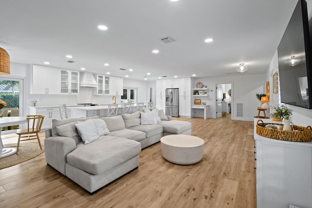 living room featuring light hardwood / wood-style floors