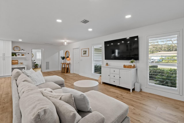 living room featuring light hardwood / wood-style floors