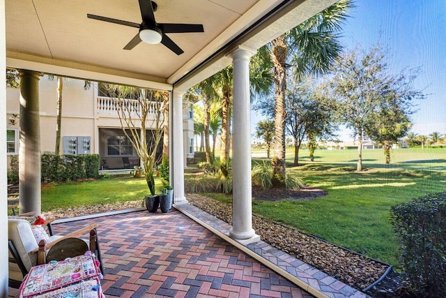 view of patio / terrace with ceiling fan