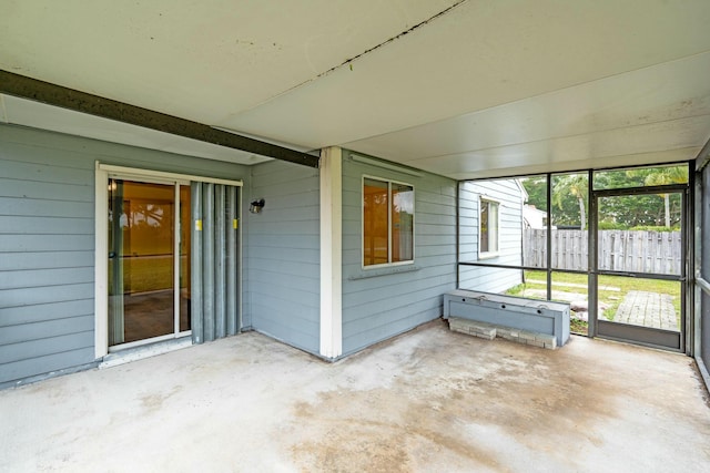 view of unfurnished sunroom