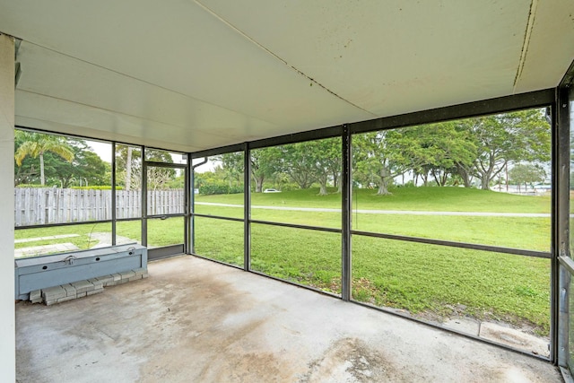 view of unfurnished sunroom