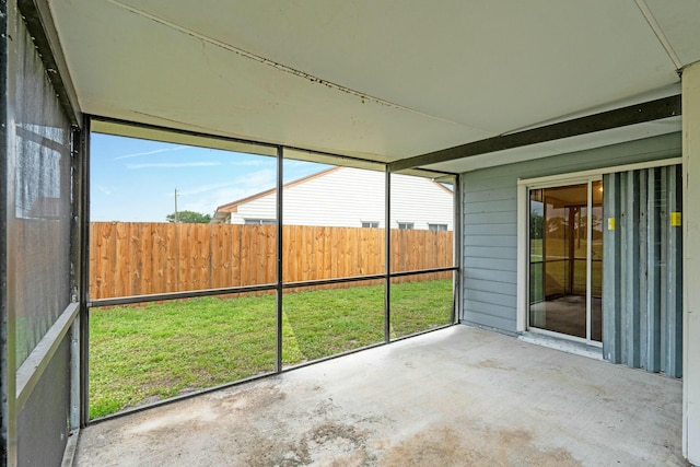 view of unfurnished sunroom