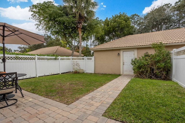 view of yard featuring a patio area