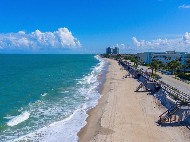 property view of water featuring a view of the beach