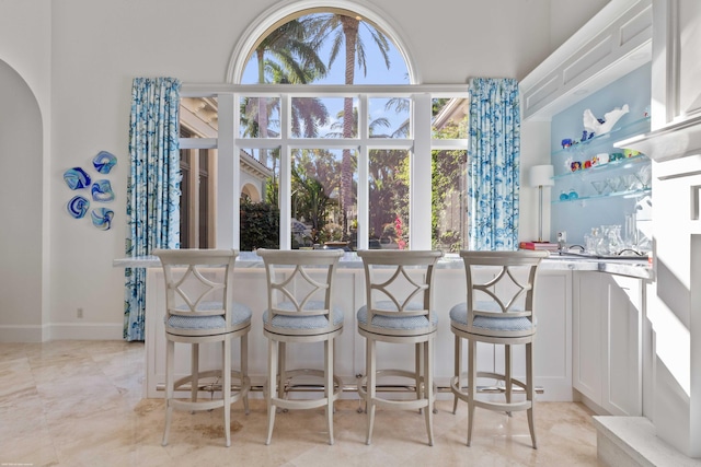 kitchen with white cabinets