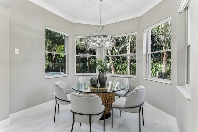 sunroom / solarium with an inviting chandelier and a wealth of natural light