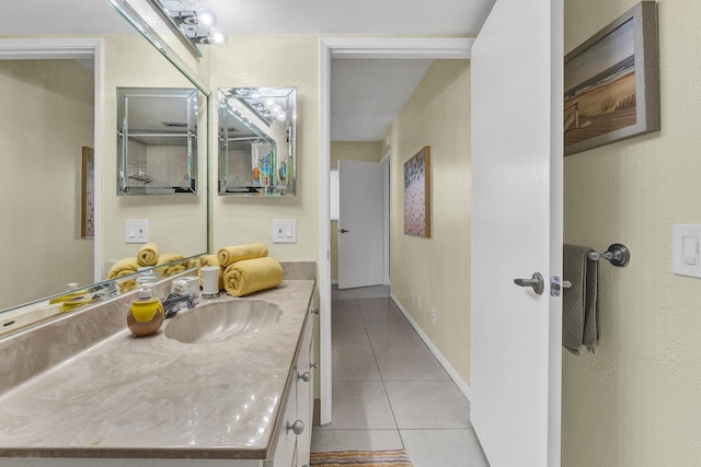 bathroom with vanity and tile patterned floors