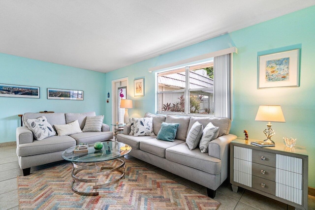 view of tiled living room