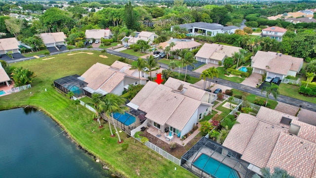 bird's eye view featuring a water view