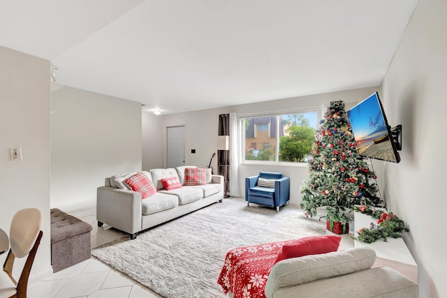 view of tiled living room