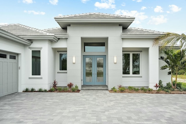 property entrance with french doors