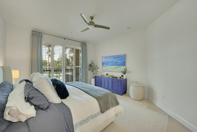 bedroom featuring ceiling fan